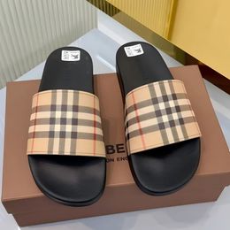 Burberry Designer Slides Summer Beach Slippers Vintage Tartan Slider Men Women High Quality Luxury Sandals Archive Beige Print Embossed Slide