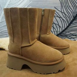 UGG Women Classic Twin Seam New Heights Platform Boot Ultra Mini Height Suede Australia Winter Snow Designer Tasman Tazz Fur Boots Slippers