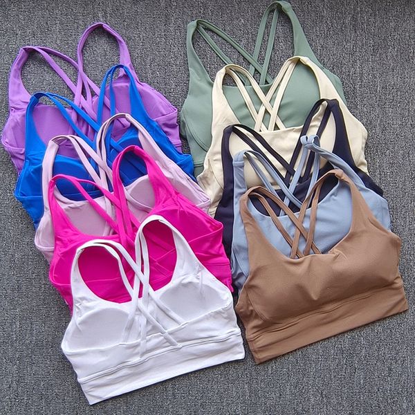 Lululemon Women Yoga Bras Sports Bra Underwear Energy Longline Bra Medium Support B C D Cups Gym Lycra Shaping Short Fitness Jogging Sleeves Running